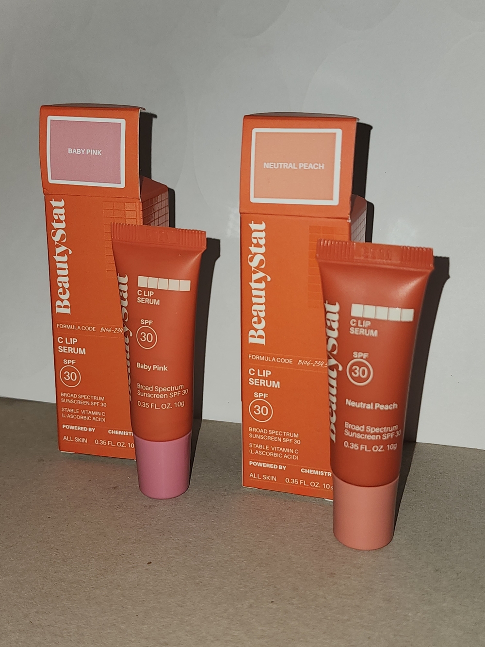 BeautyStat C Lip Serum SPF 30 — Baby Pink & Neutral Peach